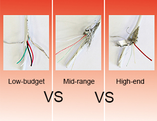 The difference: original cables vs. low-budget cables